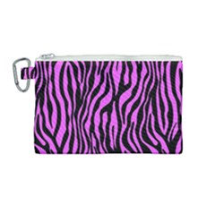 Zebra Stripes Pattern Trend Colors Black Pink Canvas Cosmetic Bag (medium) by EDDArt