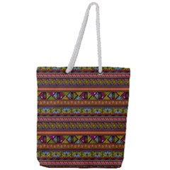 Traditional Africa Border Wallpaper Pattern Colored 2 Full Print Rope Handle Tote (large) by EDDArt