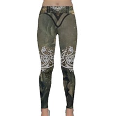 Wonderful Decorative Dragon On Vintage Background Classic Yoga Leggings by FantasyWorld7
