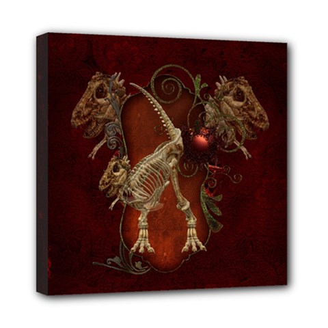 Awesome T Rex Skeleton, Vintage Background Mini Canvas 8  X 8  by FantasyWorld7