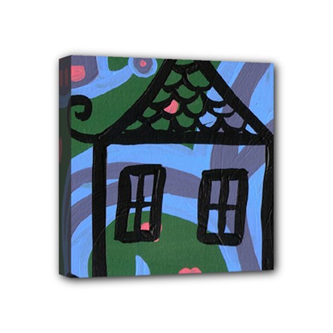 Smiling House Mini Canvas 4  X 4  by snowwhitegirl