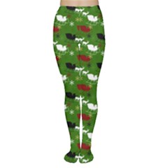 Snow Sleigh Deer Green Women s Tights