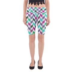 Zigzag Chevron Pattern Aqua Purple Yoga Cropped Leggings by snowwhitegirl