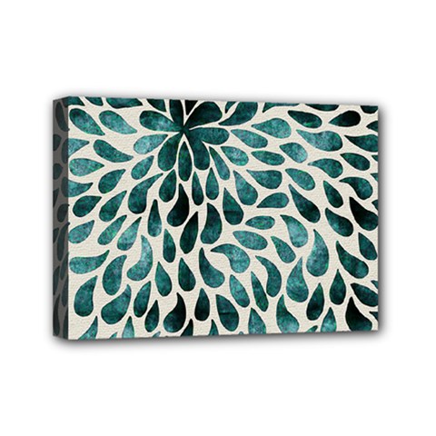 Teal Abstract Swirl Drops Mini Canvas 7  X 5  by snowwhitegirl