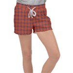 Red Yellow Plaid Women s Velour Lounge Shorts