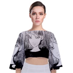 Girl Tie Back Butterfly Sleeve Chiffon Top by snowwhitegirl