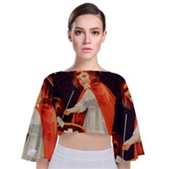 Haloweencard2 Tie Back Butterfly Sleeve Chiffon Top