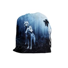 Wolfs Drawstring Pouch (large) by Valentinaart