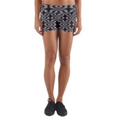 Monochrome Centipede Arabesque Yoga Shorts by linceazul