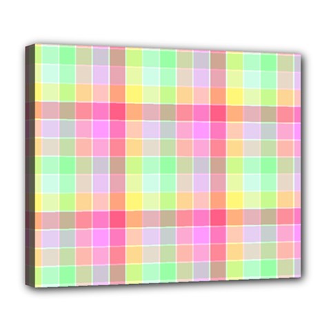 Pastel Rainbow Sorbet Ice Cream Check Plaid Deluxe Canvas 24  X 20  (stretched) by PodArtist