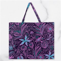 Stamping Pattern Leaves Drawing Zipper Large Tote Bag by Sapixe