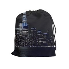 New York Skyline New York City Drawstring Pouch (xl) by Nexatart