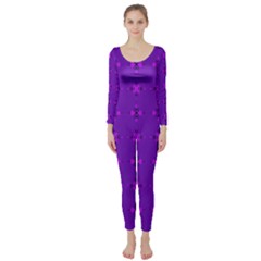 Bold Geometric Purple Circles Long Sleeve Catsuit by BrightVibesDesign