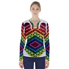 Hamsa V-neck Long Sleeve Top by CruxMagic
