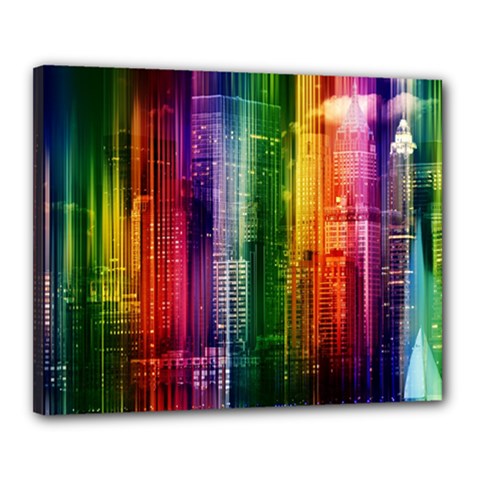 Skyline Light Rays Gloss Upgrade Canvas 20  X 16  (stretched) by Nexatart