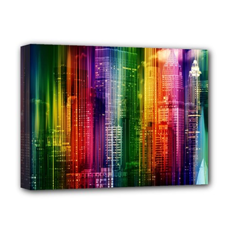 Skyline Light Rays Gloss Upgrade Deluxe Canvas 16  X 12  (stretched)  by Nexatart