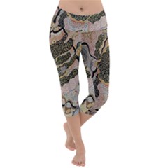 Lizard Volcano Lightweight Velour Capri Yoga Leggings by chellerayartisans