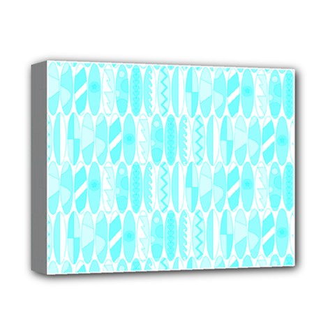 Aqua Blue Colored Waikiki Surfboards  Deluxe Canvas 14  X 11  (stretched) by PodArtist