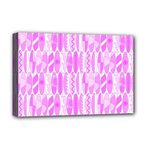 Bright Pink Colored Waikiki Surfboards  Deluxe Canvas 18  X 12  (stretched) by PodArtist
