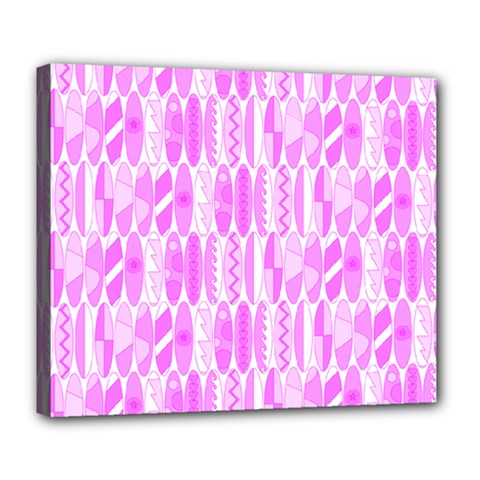 Bright Pink Colored Waikiki Surfboards  Deluxe Canvas 24  X 20  (stretched) by PodArtist