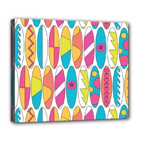 Mini Rainbow Colored Waikiki Surfboards  Deluxe Canvas 24  X 20  (stretched) by PodArtist