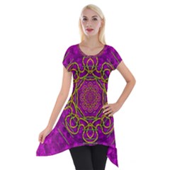 Star Of Freedom And Silent Night Short Sleeve Side Drop Tunic by pepitasart