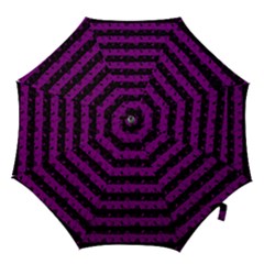 Zombie Purple And Black Halloween Nightmare Stripes  Hook Handle Umbrellas (small) by PodArtist