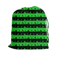 Monster Green And Black Halloween Nightmare Stripes  Drawstring Pouch (xxl) by PodArtist