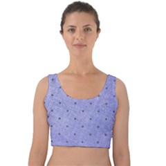 Dot Blue Velvet Crop Top