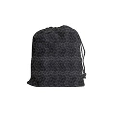 Wavy Grid Dark Pattern Drawstring Pouch (medium) by dflcprints