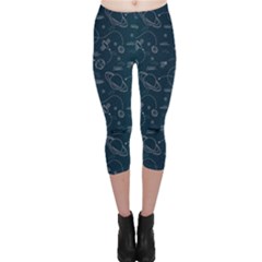 Retro Space Pattern Capri Leggings  by JadehawksAnD