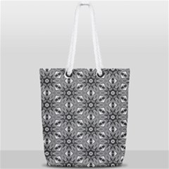 Black And White Pattern Full Print Rope Handle Tote (small) by Simbadda