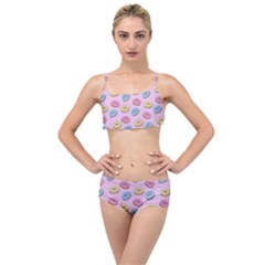 Donuts Pattern Layered Top Bikini Set by Valentinaart