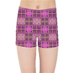 Mod Pink Purple Yellow Square Pattern Kids Sports Shorts
