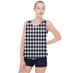 Check Pattern Black, White, Gray Bubble Hem Chiffon Tank Top by ChastityWhiteRose