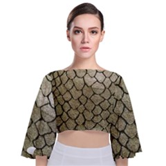 Snake Print Tie Back Butterfly Sleeve Chiffon Top by NSGLOBALDESIGNS2