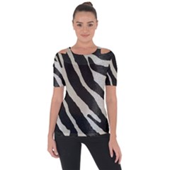 Zebra 2 Print Shoulder Cut Out Short Sleeve Top by NSGLOBALDESIGNS2