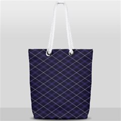 Blue Plaid  Full Print Rope Handle Tote (small) by dressshop