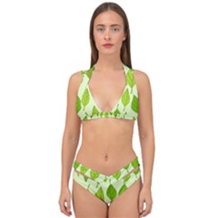Autumn Pattern Double Strap Halter Bikini Set by Hansue