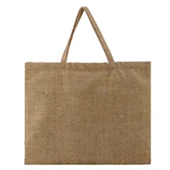Burlap Coffee Sack Grunge Knit Look Zipper Large Tote Bag by dressshop