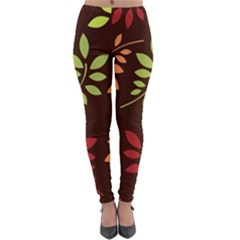 Leaves Foliage Pattern Design Lightweight Velour Leggings by Sapixe