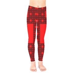Red Sierpinski Carpet Plane Fractal Kids  Legging by Sapixe