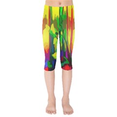 Abstract Vibrant Colour Botany Kids  Capri Leggings  by Sapixe