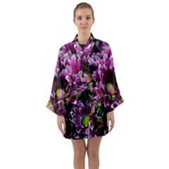 Maroon And White Mums Long Sleeve Kimono Robe by bloomingvinedesign