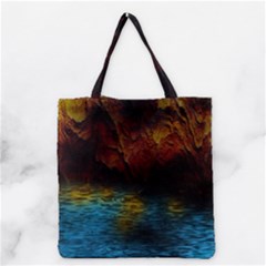 Background Cave Art Abstract Grocery Tote Bag by Sapixe