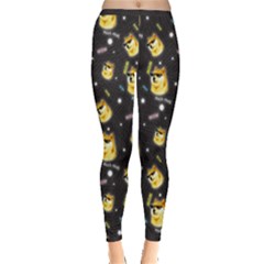 Doge Much Thug Wow Pattern Funny Kekistan Meme Dog Black Background Inside Out Leggings by snek