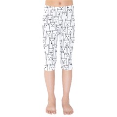 Funny Cat Pattern Organic Style Minimalist On White Background Kids  Capri Leggings  by genx