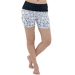 Funny Cat Pattern organic style minimalist on white background Lightweight Velour Yoga Shorts