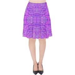 Hot Pink And Purple Abstract Branch Pattern Velvet High Waist Skirt by myrubiogarden