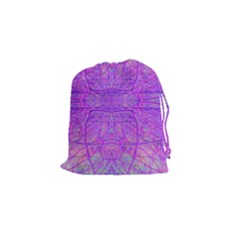 Hot Pink And Purple Abstract Branch Pattern Drawstring Pouch (small) by myrubiogarden